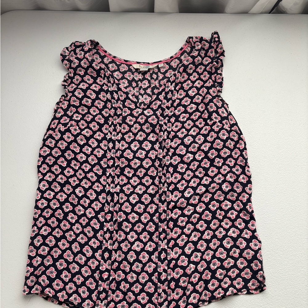 Boden Clara Navy and Pink‎ Floral Blouse